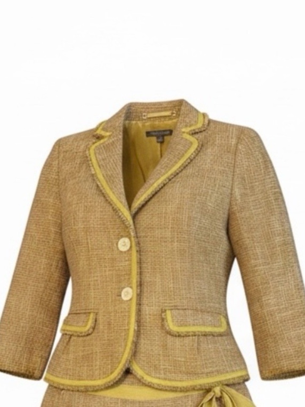 Ann Taylor Tweed Blazer 4 Yellow Tan Career Wear